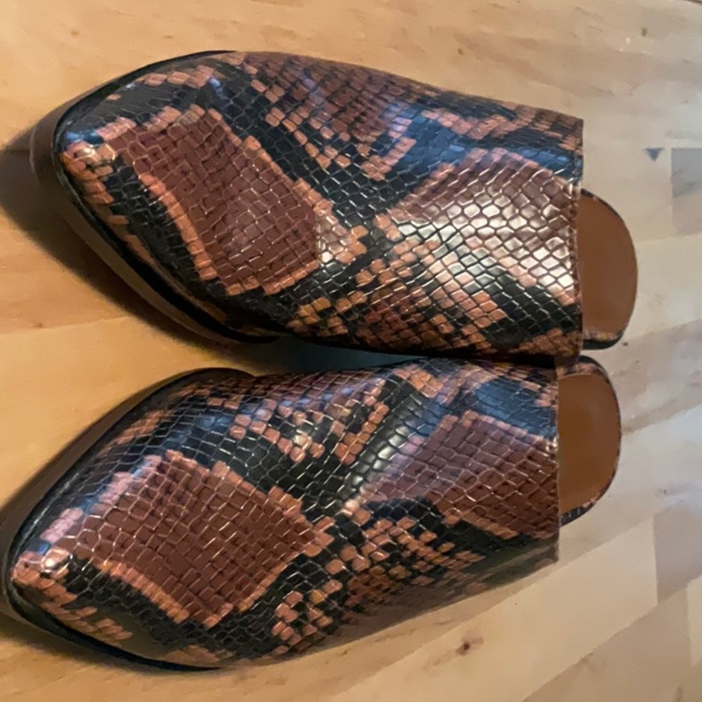 Franco sarto snakeskin mules sz 6